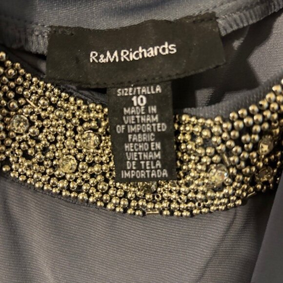 NWT Women's R&M Richards Women's Formal Beaded Jacket Dress, Charcoal SZ 10 - Picture 7 of 7